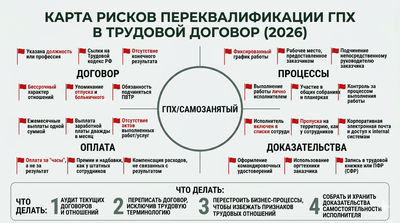 Карта рисков переквалификации ГПХ в трудовой договор